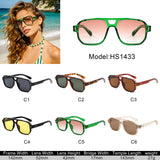 HS1433 - Oversized Brow-Bar Square Aviator Sunglasses