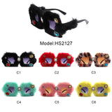 HS2127 - Women Oversize Fuzzy Luxury Party Fashion Fur Square Wholesale Sunglasses