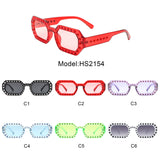 HS2154 - Square Retro Geometric Tinted Rhinestone Fashion Wholesale Sunglasses