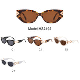 HS2192 - Sleek Vintage Inspired Luxurious Geometric Cat Eye Wholesale Sunglasses