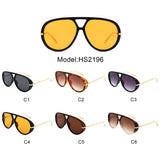 HS2196 - Retro Double Bridge Bold Fashion Aviator Wholesale Sunglasses