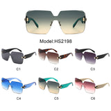 HS2198 - Oversize Rimless Fashion Shield Square Wholesale Sunglasses