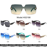 HS2198 - Oversize Rimless Fashion Shield Square Wholesale Sunglasses