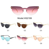 HS2199 - Women Chic Rimless Fashion Cat Eye Wholesale Sunglasses