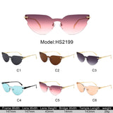 HS2199 - Women Chic Rimless Fashion Cat Eye Wholesale Sunglasses