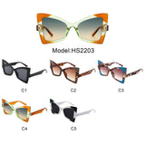HS2203 - Geometric Cat Eye Vintage Fashion Women Wholesale Sunglasses