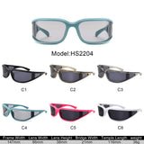 HS2204 - Wraparound Futuristic Shield Sleek Sporty Wholesale Sunglasses