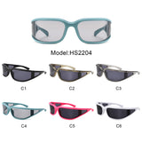 HS2204 - Wraparound Futuristic Shield Sleek Sporty Wholesale Sunglasses