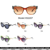 HS2207 - Oversized Square Cat-Eye Wavy Temples Sunglasses - Iris Fashion