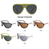 HS2208 - Retro Bold Wraparound Fashion Shield Aviator Wholesale Sunglasses