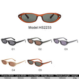 HS2233 - Slim Retro Geometric Oval Narrow Wholesale Sunglasses