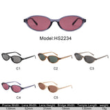 HS2234 - Slim Retro Oval Fashion Color-Tint Wholesale Sunglasses
