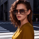 HS2268 - Women Oversized Square Fashion Aviator Sunglasses