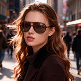 HS2269 - Round Oversized Fashion Aviator Sunglasses
