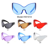HW1014 - Futuristic Oversize Shield Wrap Around Tinted Wholesale Sunglasses