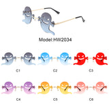 HW2034 - Rimless Devil Shape Tinted Party Wholesale Sunglasses