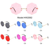 HW2062 - Geometric Round Spider Web Tinted Colored Wholesale Sunglasses