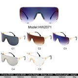 HW2071 - Oversize Rimless Shield Wraparound Flat Top Wholesale Sunglasses