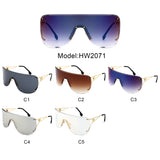 HW2071 - Oversize Rimless Shield Wraparound Flat Top Wholesale Sunglasses