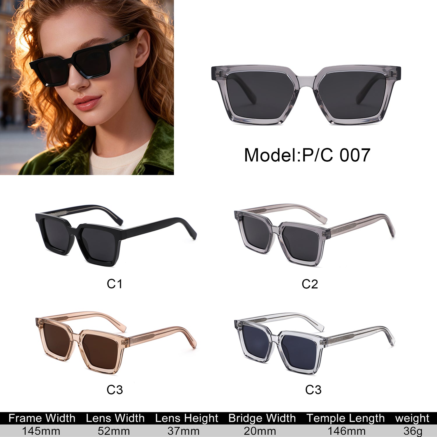 P/C007 - Square Retro Chunky Frame Wholesale Sunglasses - Iris Fashion