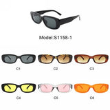 S1158 - Rectangle Narrow Fashion Vintage Slim Retro Sunglasses