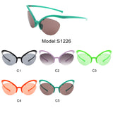 S1226 - Rimless Futuristic Oval Irregular Fashion Cat Eye Wholesale Sunglasses