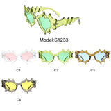 S1233 - Irregular Spiky Round Tinted Geometric Novelty Wholesale Sunglasses