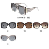 S1239 - Square Chunky Flat Top Thick Frame Fashion Wholesale Sunglasses