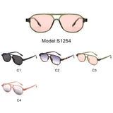 S1254 - Retro Brow-Bar Tinted Fashion Aviator Wholesale Sunglasses