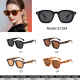 S1264 - Square Bold Retro Thick Frame Sunglasses - Iris Fashion