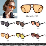 S1265 - Retro Aviator Double Bridge Square Sunglasses - Iris Fashion