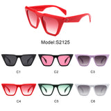 S2125 - Square Retro Oversize Flat Top Fashion Cat Eye Wholesale Sunglasses
