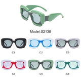 S2138 - Square Geometric Irregular Chunky Fashion Futuristic Wholesale Sunglasses