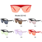S2143 - Semi-Rimless Fashion Flat Top Square Wholesale Sunglasses