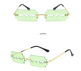 9072 - Rimless Rectangle Razor Blade Party Fashion Sunglasses
