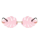W2019 - Rimless Leaf Shape Party Retro Leaves Sunglasses