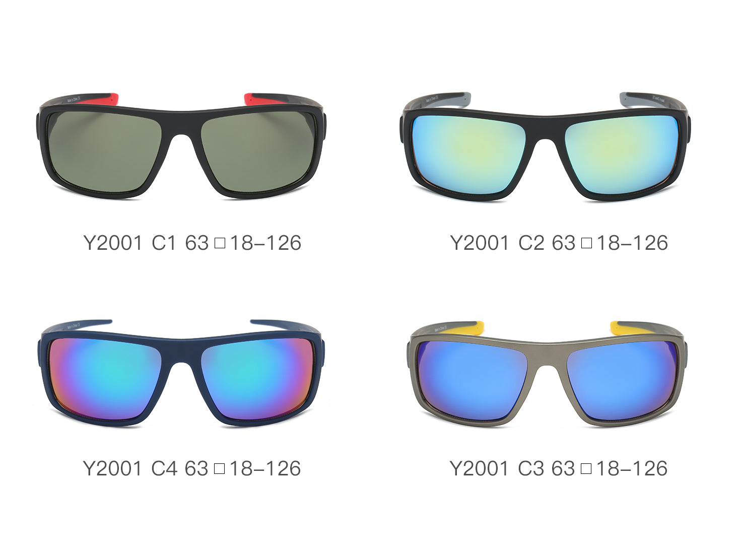 Y2001 - Men Rectangle Sports Sunglasses - Iris Fashion Inc. | Wholesale Sunglasses and Glasses