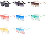 6932 - Rimless Retro Square Oversize Fashion Sunglasses