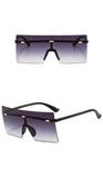 6932 - Rimless Retro Square Oversize Fashion Sunglasses