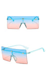 6932 - Rimless Retro Square Oversize Fashion Sunglasses