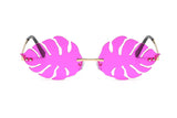 W2019 - Rimless Leaf Shape Party Retro Leaves Sunglasses