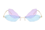 W2018 - Rimless Dragonfly Wing Shape Tinted Party Fashion Sunglasses