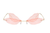 W2018 - Rimless Dragonfly Wing Shape Tinted Party Fashion Sunglasses