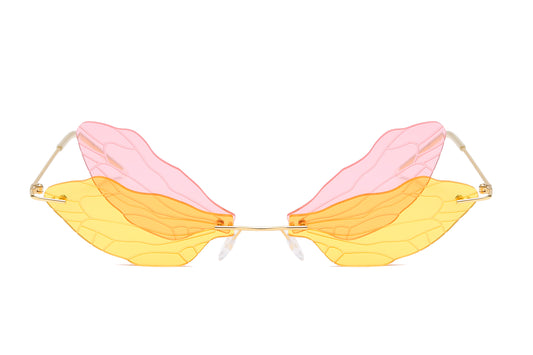 W2018 - Rimless Dragonfly Wing Shape Tinted Party Fashion Sunglasses