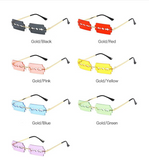 9072 - Rimless Rectangle Razor Blade Party Fashion Sunglasses