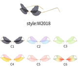 W2018 - Rimless Dragonfly Wing Shape Tinted Party Fashion Sunglasses