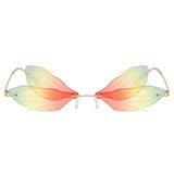 W2018 - Rimless Dragonfly Wing Shape Tinted Party Fashion Sunglasses