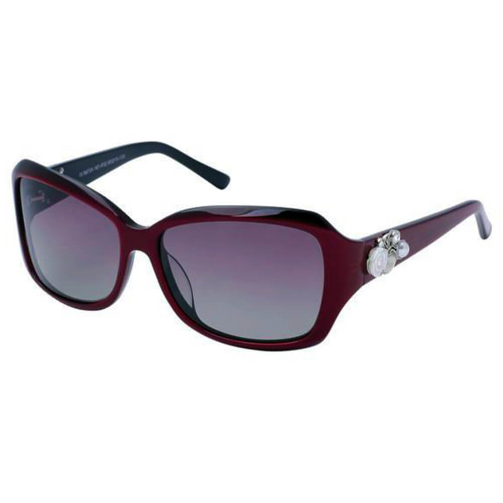 B6724 Polarized Rectangular Sunglasses w/ Floral Detail - Iris Fashion Inc. | Wholesale Sunglasses and Glasses