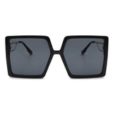 HS2008-1 - Square Oversize Flat Top Women Fashion Sunglasses