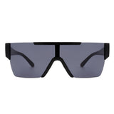HS2051 - Square Retro Flat Top Rimless Oversize Sunglasses